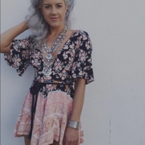 LF pink and blue cut out romper. - Picture 3 of 3